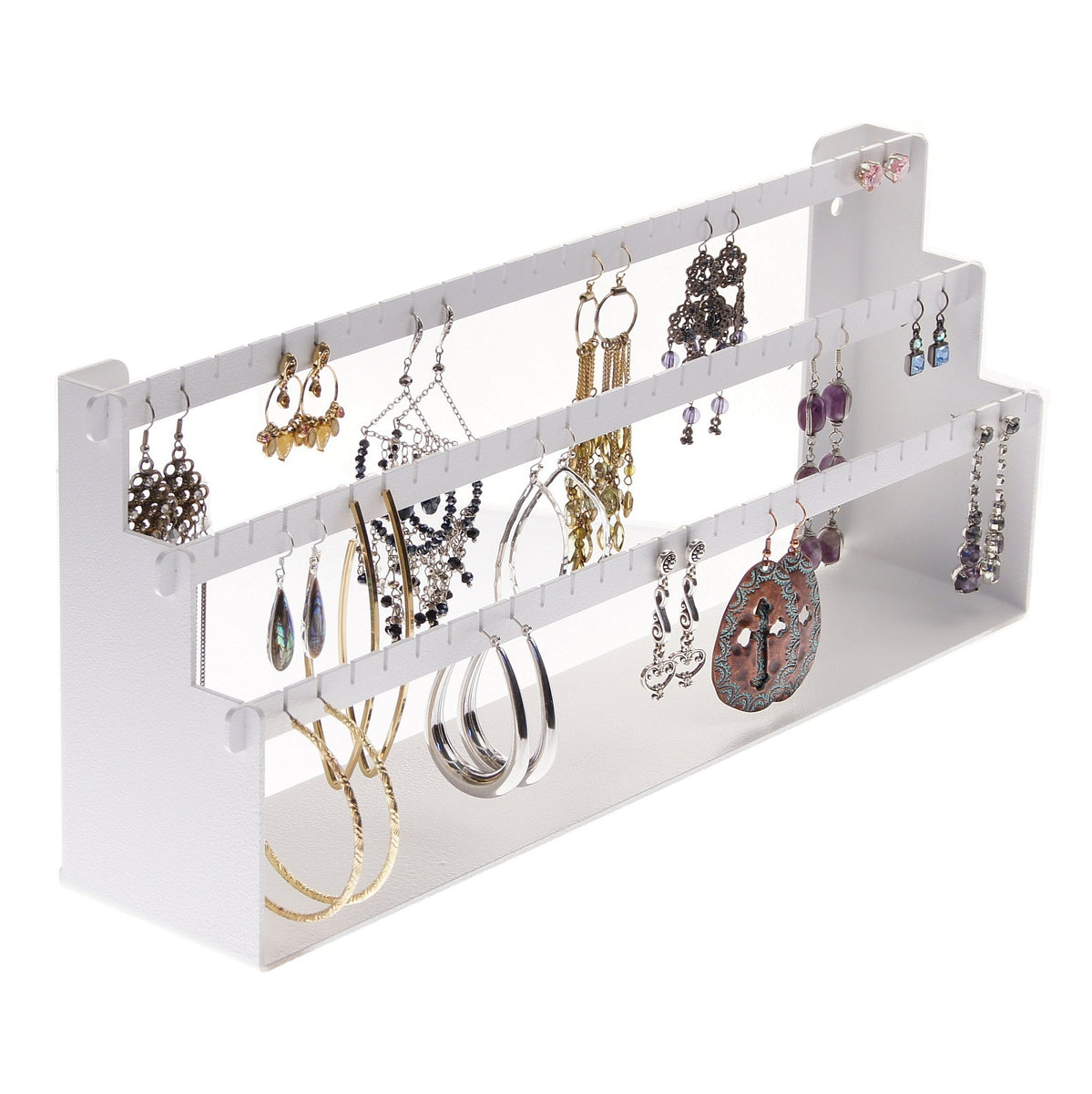 Angelynn's Earring Holder Organizer Display Stand Wall Mount Jewelry Storage Rack, Daelyn Satin Nickel Silver