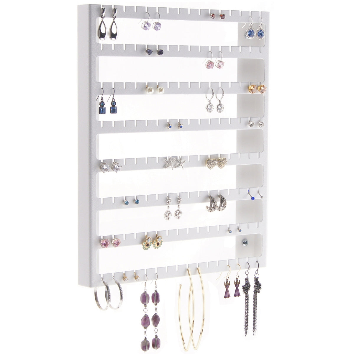 Angelynn's Dangle Stud Earring Holder Organizer Wall Mount Jewelry Storage Rack, Sariea Black