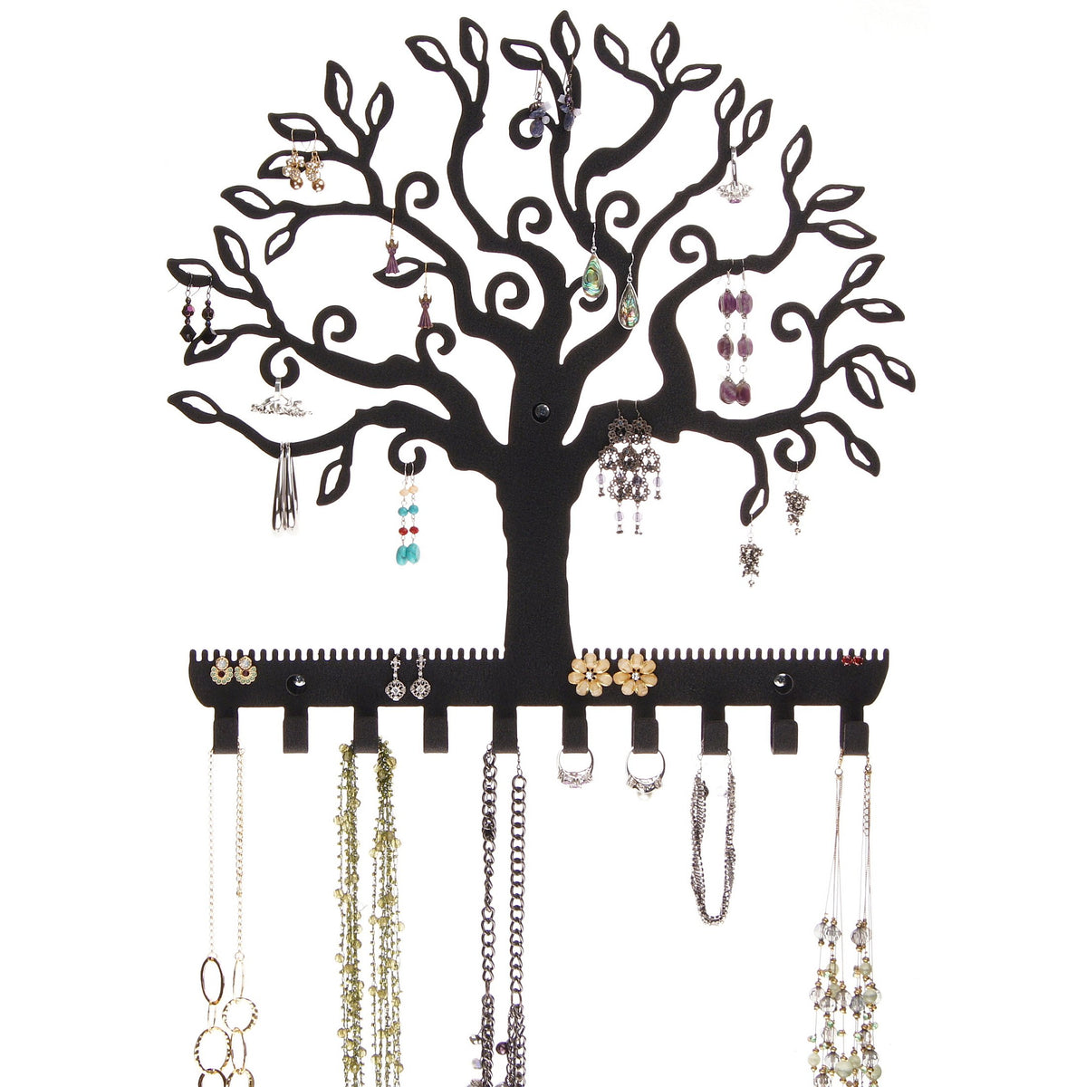 Earring Holder Necklace Organizer Hanging Jewelry Storage Rack, Wall Art,  Tree of Life