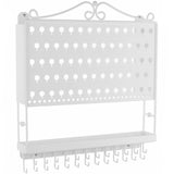 Wall Mount Jewelry Organizer Hanging Earring Holder and Necklace Rack White Angelynn's