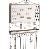 Hanging Jewelry Organizer Wall Mount Earring Holder Necklace Rack Silver