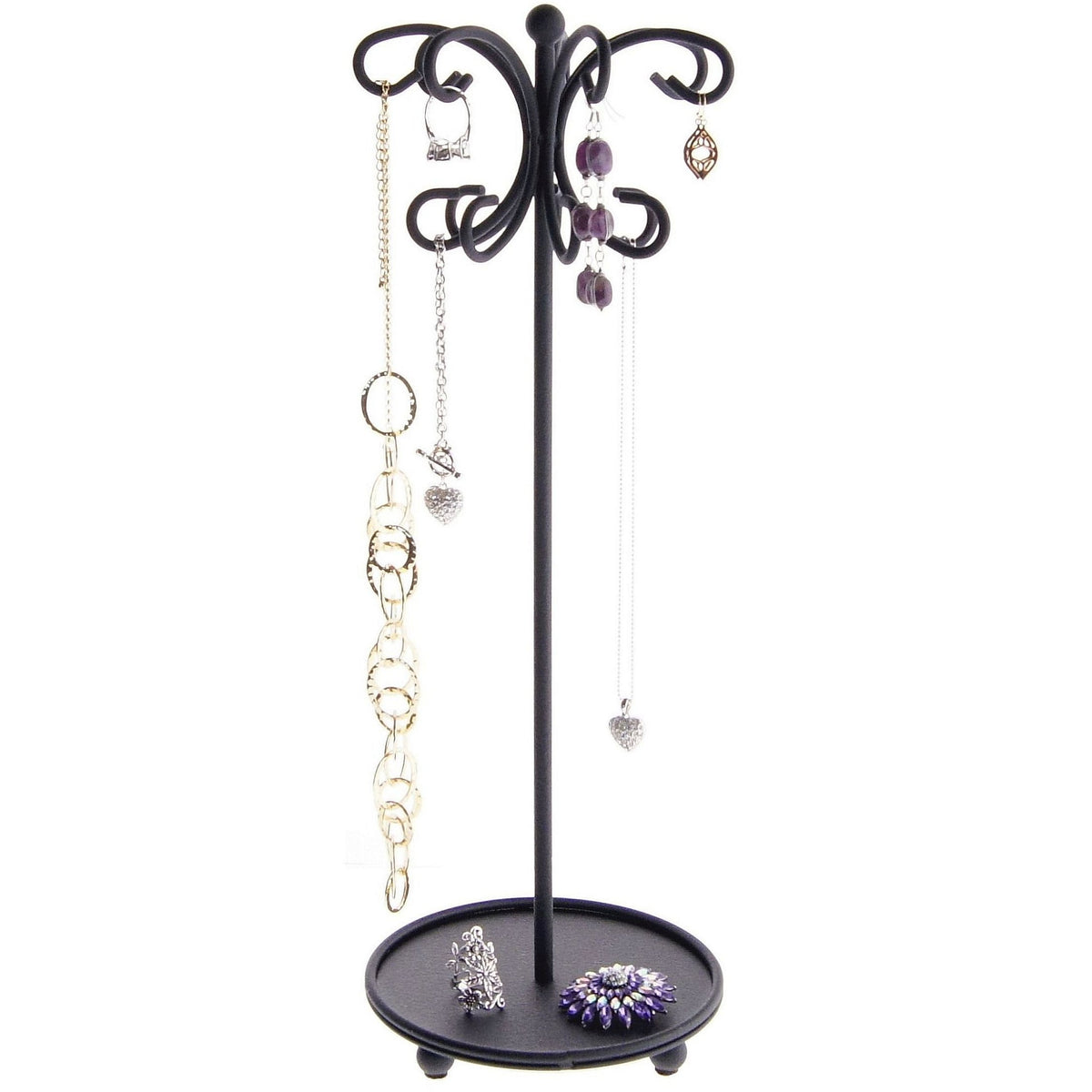 Angelynn's Tall Necklace Holder Organizer Rack Hanging Jewelry Display Tree Stand, Ava Black