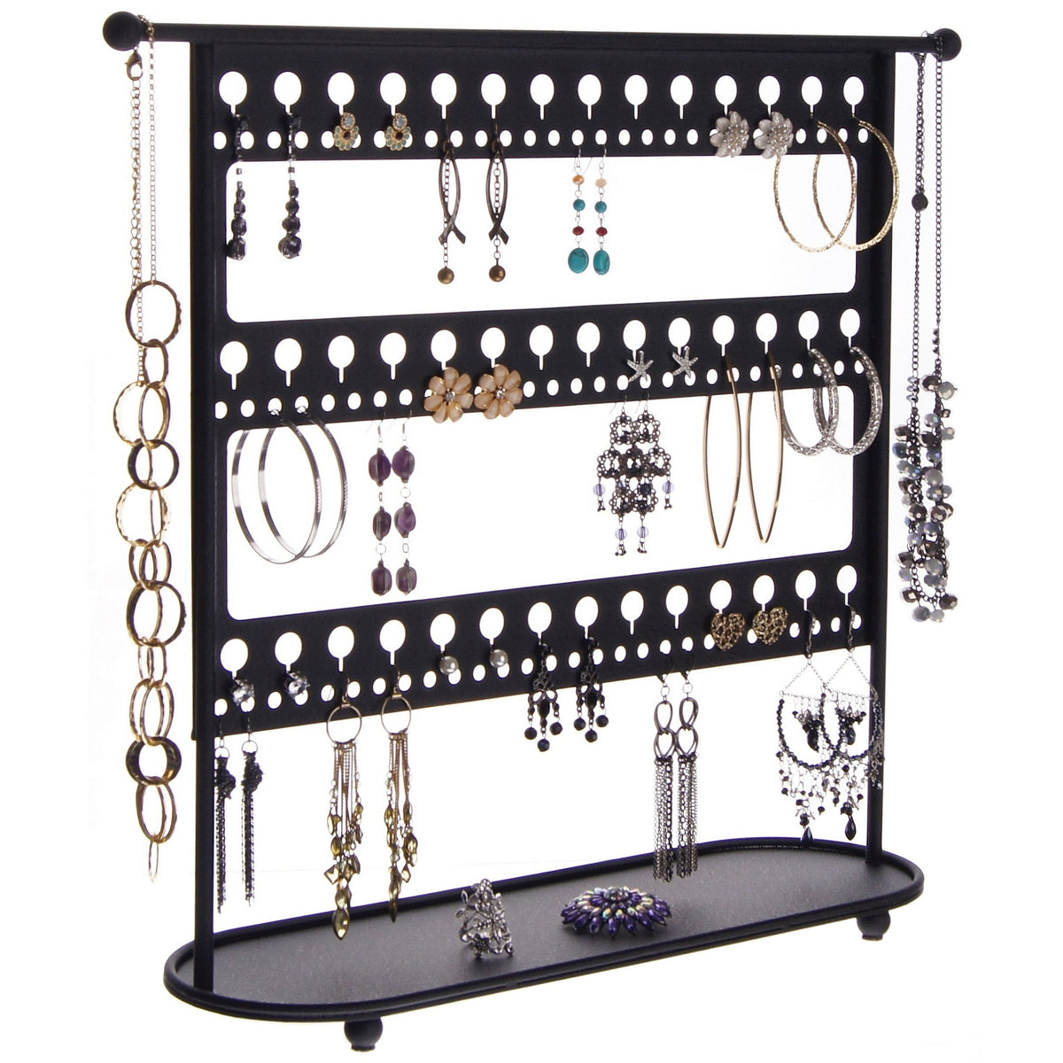 DELORIGIN 9-Tier Acrylic Earring Display Stands, Rectangle Earrings Holder  Organizer, Jewelry Earring Holder for Earring Storage, Black, Finish