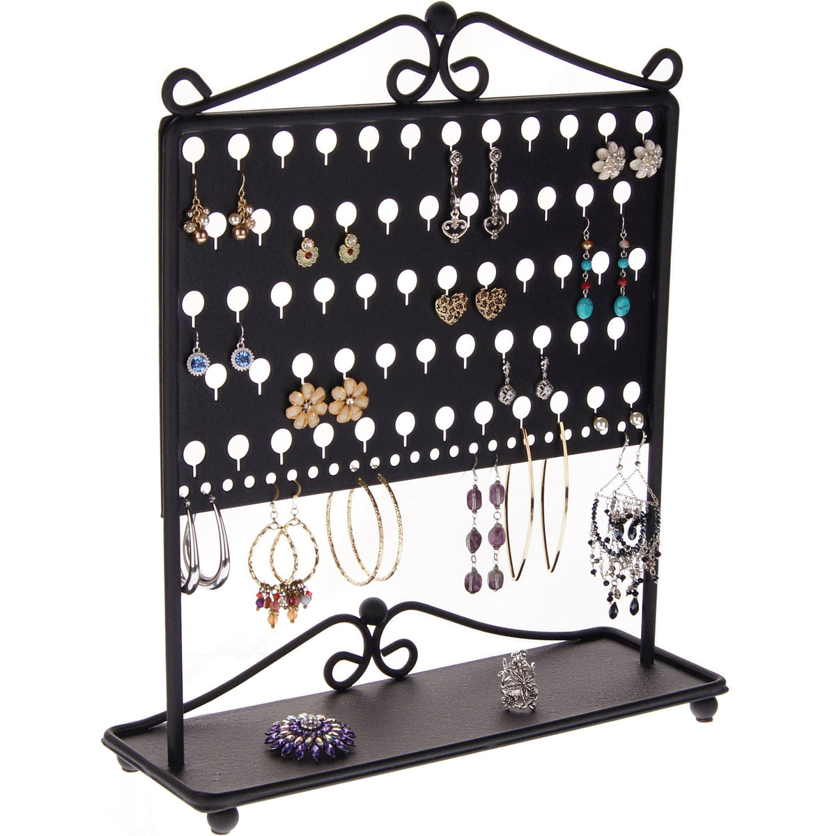Angelynn's Tall Necklace Holder Organizer Rack Hanging Jewelry Display Tree Stand, Ava Black