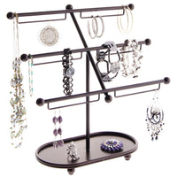 Angelynn's Large Long Hoop Dangle Earring Holder Organizer Jewelry Display Stand, Laela White