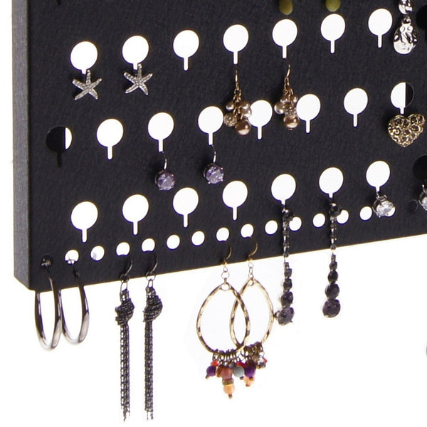 Angelynn's Dangle Stud Earring Holder Organizer Wall Mount Jewelry Storage Rack, Luka Black
