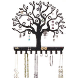 Hanging Jewelry Organizer Earring Holder Wall Necklace Rack Tree of Life Black