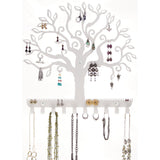 Hanging Jewelry Organizer Earring Holder Wall Necklace Rack Tree of Life White
