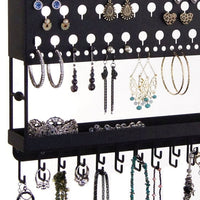 Jewelry Holder Earring Organizer Wall Mount Necklace Storage Rack Black