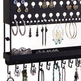 Jewelry Holder Earring Organizer Wall Mount Necklace Storage Rack Black