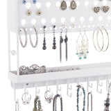 Jewelry Holder Earring Organizer Wall Mount Necklace Storage Rack White