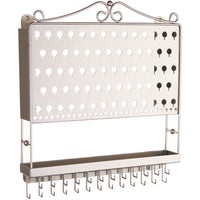 Wall Mount Jewelry Organizer Hanging Earring Holder and Necklace Rack Silver Angelynn's