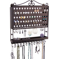 Hanging Jewelry Organizer Wall Mount Earring Holder Necklace Rack Bronze