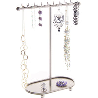 Hanging Necklace Holder Organizer Display Stand Storage Rack Gianna Silver