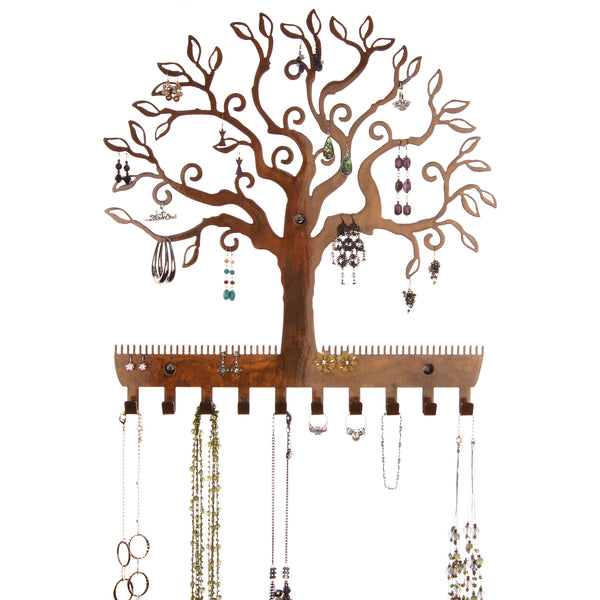 Earring Holder Necklace Organizer Hanging Jewelry Storage Rack, Wall Art, Tree of Life