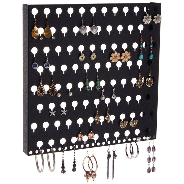 Angelynn's Dangle Stud Earring Holder Organizer Wall Mount Jewelry Storage Rack, Sariea Black