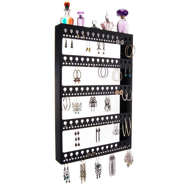 Large Long Hoop Earring Holder Wall Mount Jewelry Organizer Nichole Black