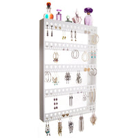 Large Long Hoop Earring Holder Wall Mount Jewelry Organizer Nichole White