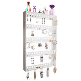 Large Long Hoop Earring Holder Wall Mount Jewelry Organizer Nichole White