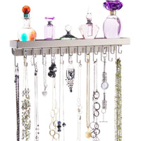 Necklace Holder Jewelry Organizer Wall Mount Closet Storage Rack Schelon Silver