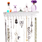 Necklace Holder Jewelry Organizer Wall Mount Closet Storage Rack Schelon White